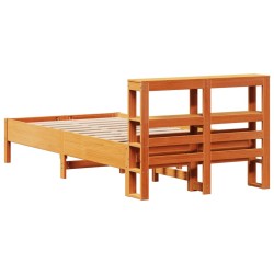 Cadre de lit sans matelas cire marron 90x200 cm bois pin massif 