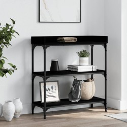 Table console avec étagères noir 75x30x80 cm 