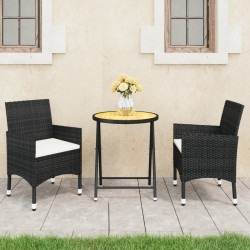 Ensemble de bistro de jardin 3 pcs rotin et bois d’acacia noir 