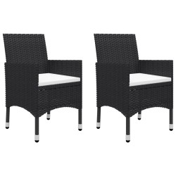 Ensemble de bistro de jardin 3 pcs rotin et bois d’acacia noir 