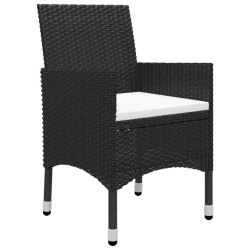 Ensemble de bistro de jardin 3 pcs rotin et bois d’acacia noir 