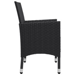 Ensemble de bistro de jardin 3 pcs rotin et bois d’acacia noir 