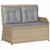 Banc inclinable de jardin avec coussins beige résine tressée 