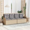 Banc inclinable de jardin avec coussins beige résine tressée 