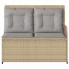 Banc inclinable de jardin avec coussins beige résine tressée 