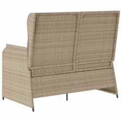 Banc inclinable de jardin avec coussins beige résine tressée 