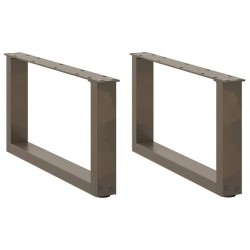 Pieds de table basse en U 2 pièces Acier naturel 60 x (30-31) cm Acier 