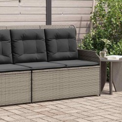 Banc inclinable de jardin avec coussins gris résine tressée 