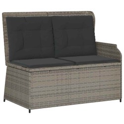 Banc inclinable de jardin avec coussins gris résine tressée 