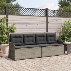 Banc inclinable de jardin avec coussins gris résine tressée 