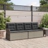 Banc inclinable de jardin avec coussins gris résine tressée 