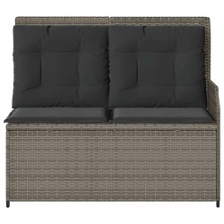 Banc inclinable de jardin avec coussins gris résine tressée 