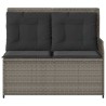 Banc inclinable de jardin avec coussins gris résine tressée 
