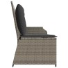 Banc inclinable de jardin avec coussins gris résine tressée 