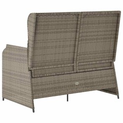 Banc inclinable de jardin avec coussins gris résine tressée 