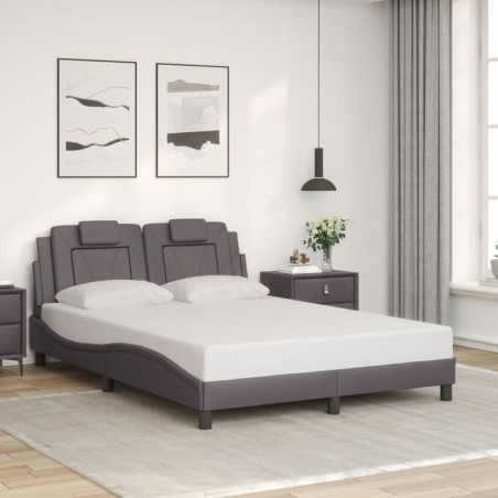 Cadre de lit sans matelas gris 140x200 cm similicuir 
