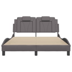 Cadre de lit sans matelas gris 140x200 cm similicuir 