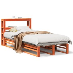 Cadre de lit sans matelas cire marron 75x190 cm bois pin massif 