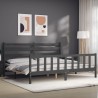 Cadre de lit avec tête de lit gris 180x200 cm bois massif 