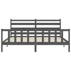 Cadre de lit avec tête de lit gris 180x200 cm bois massif 