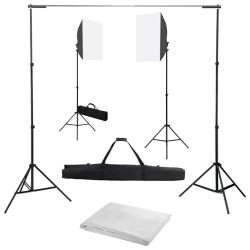 Kit de studio photo avec boîtes à lumière et toile de fond 