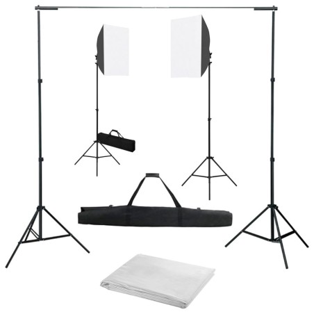 Kit de studio photo avec boîtes à lumière et toile de fond 