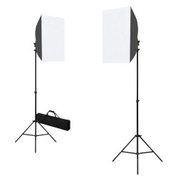 Kit de studio photo avec boîtes à lumière et toile de fond 