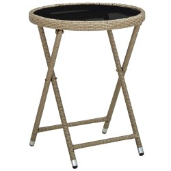 Ensemble de bistro avec coussins 3 pcs beige rotin et verre 