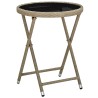 Ensemble de bistro avec coussins 3 pcs beige rotin et verre 