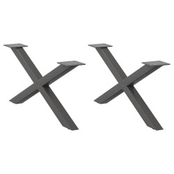 Pieds de table basse en forme de X, 2 pièces, anthracite, 70 x (30-31) cm, acier 