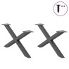 Pieds de table basse en forme de X, 2 pièces, anthracite, 70 x (30-31) cm, acier 