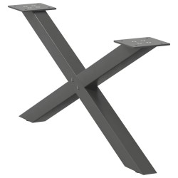 Pieds de table basse en forme de X, 2 pièces, anthracite, 70 x (30-31) cm, acier 