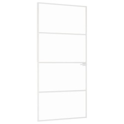 Porte d'intérieur Blanc 93x201,5 cm Trempé verre aluminium fin 