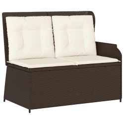 Banc inclinable de jardin avec coussins marron résine tressée 