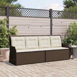 Banc inclinable de jardin avec coussins marron résine tressée 