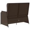 Banc inclinable de jardin avec coussins marron résine tressée 