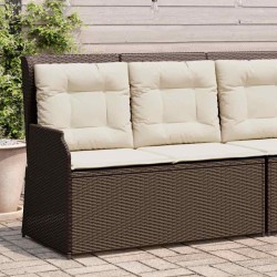 Banc inclinable de jardin avec coussins marron résine tressée 