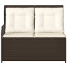 Banc inclinable de jardin avec coussins marron résine tressée 