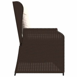 Banc inclinable de jardin avec coussins marron résine tressée 