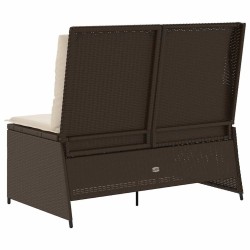 Banc inclinable de jardin avec coussins marron résine tressée 
