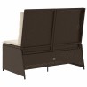 Banc inclinable de jardin avec coussins marron résine tressée 