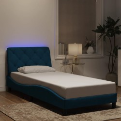 Cadre de lit avec LED sans matelas bleu 90x190 cm velours 