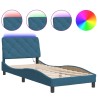 Cadre de lit avec LED sans matelas bleu 90x190 cm velours 