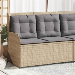 Banc inclinable de jardin avec coussins beige résine tressée 
