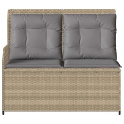 Banc inclinable de jardin avec coussins beige résine tressée 