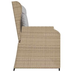Banc inclinable de jardin avec coussins beige résine tressée 