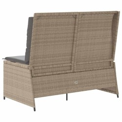 Banc inclinable de jardin avec coussins beige résine tressée 