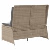 Banc inclinable de jardin avec coussins beige résine tressée 