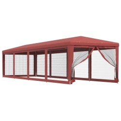 Tente de fête 10 parois latérales en maille Rouge 3x12 m PEHD 