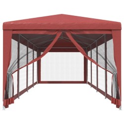 Tente de fête 10 parois latérales en maille Rouge 3x12 m PEHD 
